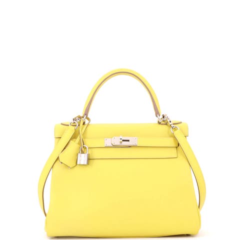 Kelly Handbag Yellow Evercolor with Palladium Hardware 28