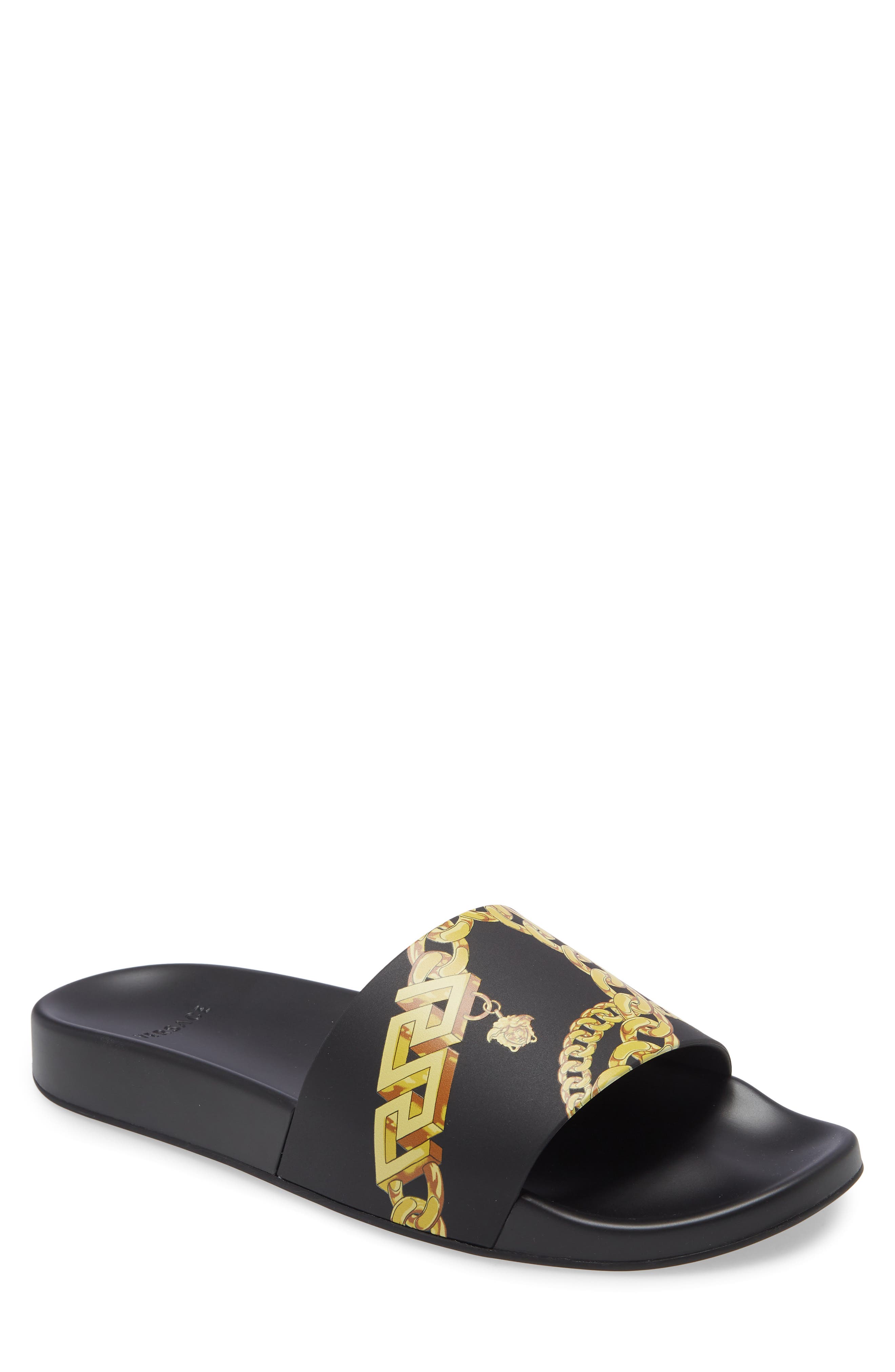 Versace Chain Print Slide Sandal, Main, color, 