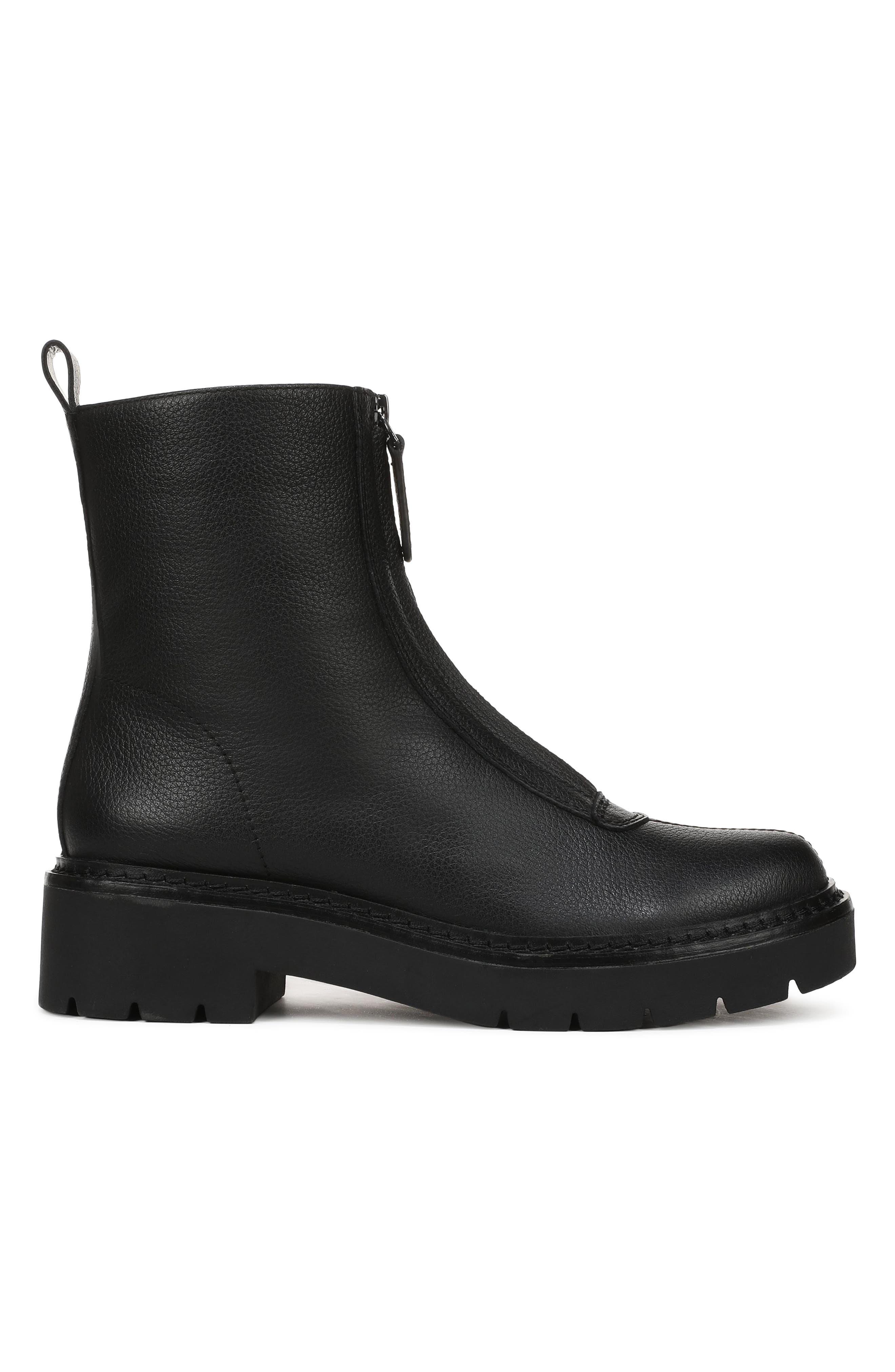 Delilah Leather Short Boot, Alternate, color, BLACK