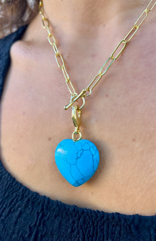 Holst + Lee Holst+lee Semi Precious Stone Heart Pendant In Blue