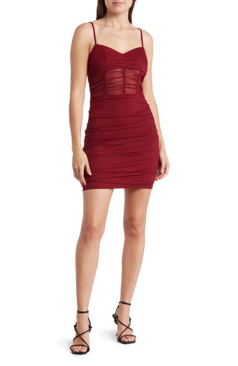 Mesh Shirred Minidress