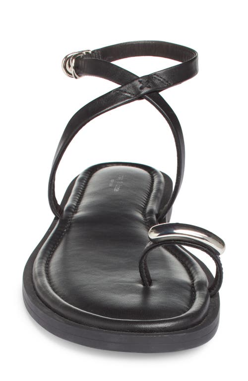 Rag & Bone Geo Leather Toe-ring Flat Sandals In Black Leather