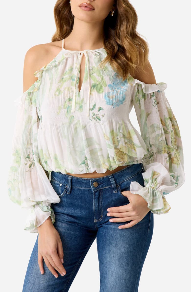 GUESS Emily Floral Cold Shoulder Top, Main, color, Garden Lilies Print