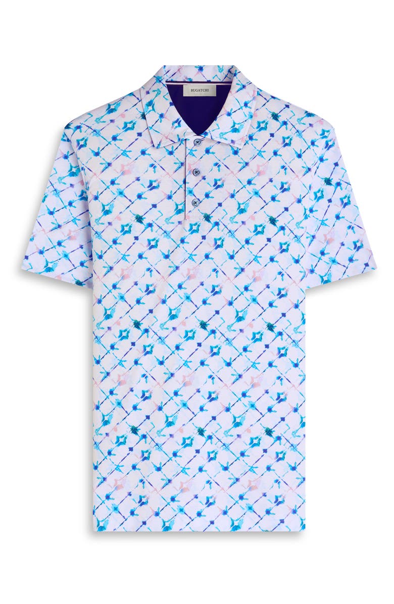 Bugatchi Hendrix Geo Print Pima Cotton Polo, Alternate, color, Aqua