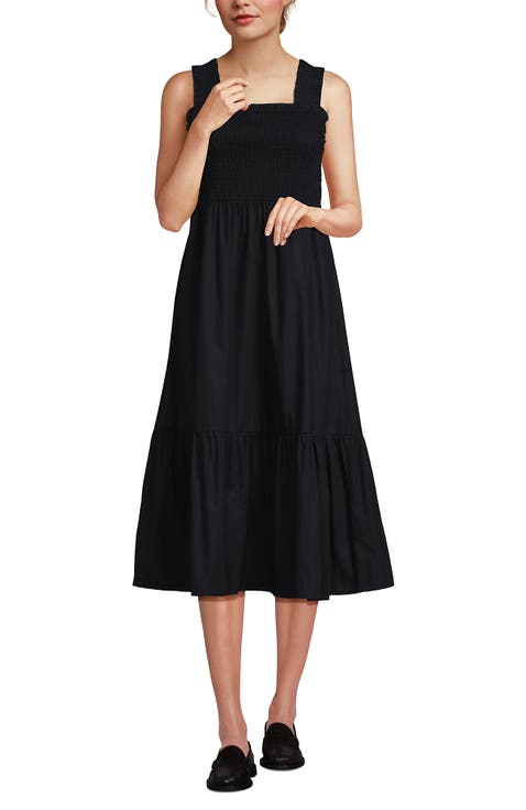 Cotton Poplin Ruffle Smocked Dress