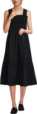 Lands' End Cotton Poplin Ruffle Smocked Dress
