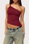 EDIKTED Knotted One-Shoulder Asymmetric Crop Top