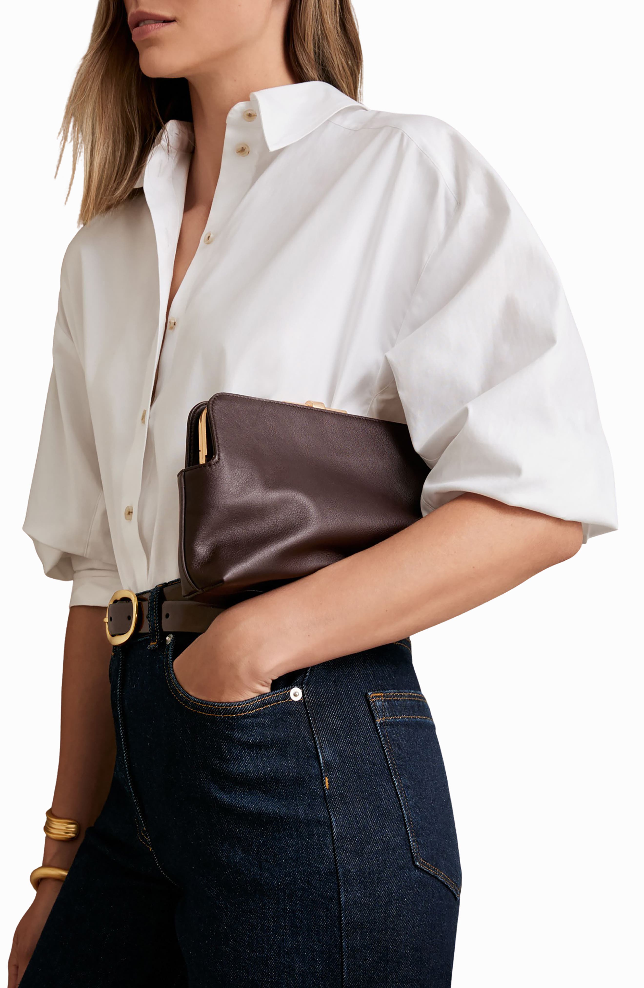 Bethany Leather Frame Clutch, Alternate, color, BURGUNDY
