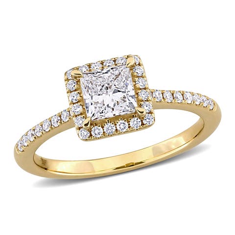 Lab-Grown Diamond Princess Halo Ring 14k