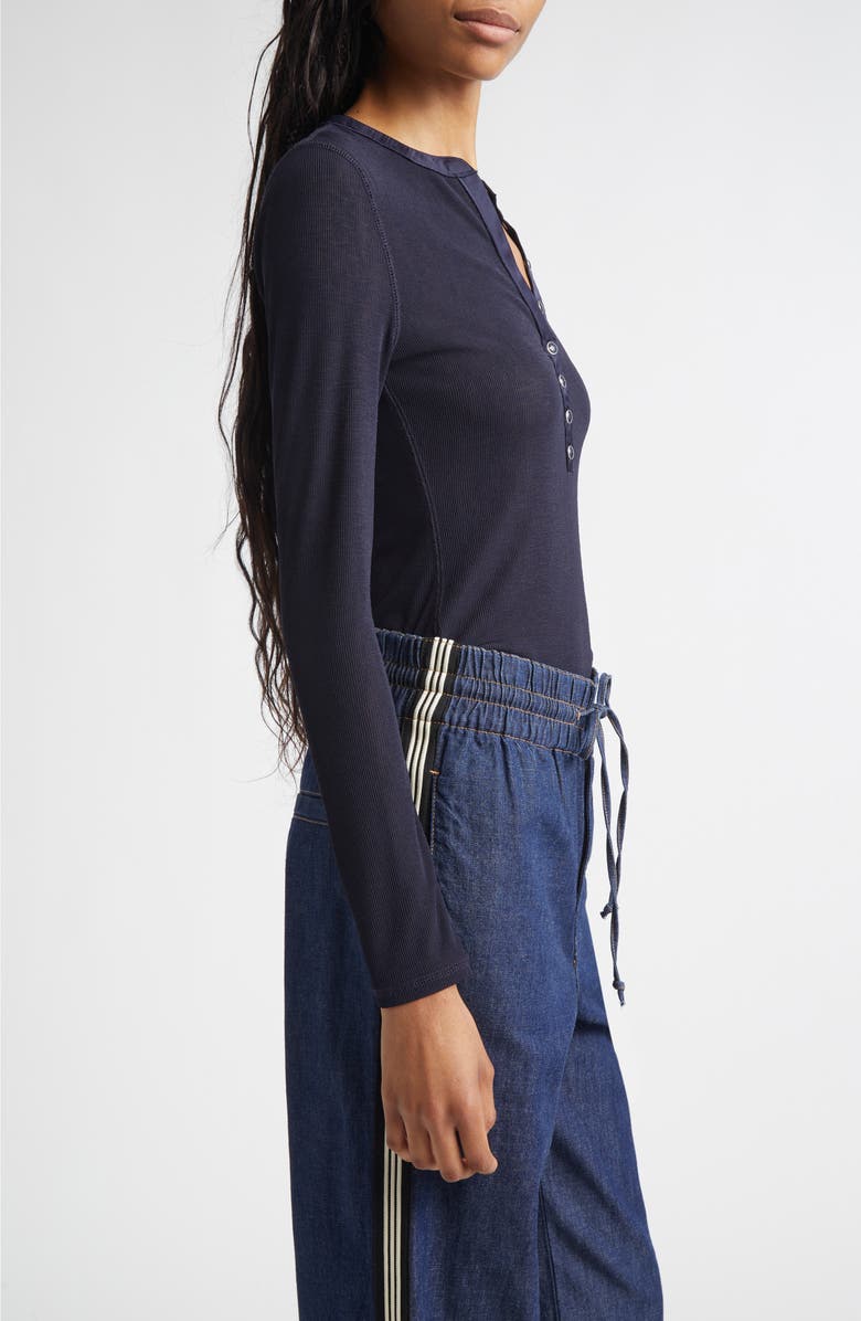 Veronica Beard Drexler Knit Henley Top, Alternate, color, Navy