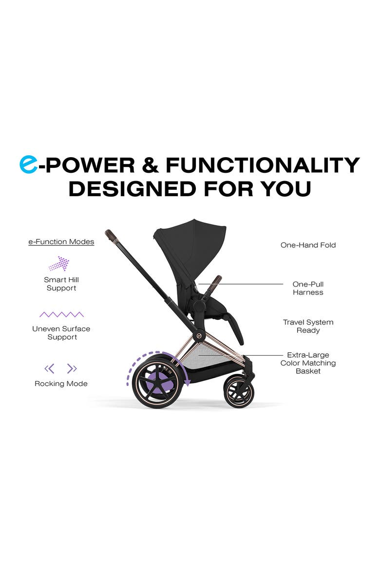 e-Priam Electronic Smart Stroller – Platinum Collection, Alternate, color, ROSE GOLD/ SEPIA BLACK