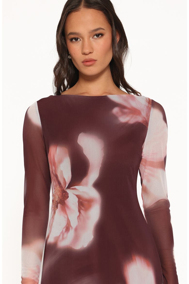 Bradshaw Floral Long Sleeve Maxi Dress, Alternate, color, BROWN BLURRED FLORAL