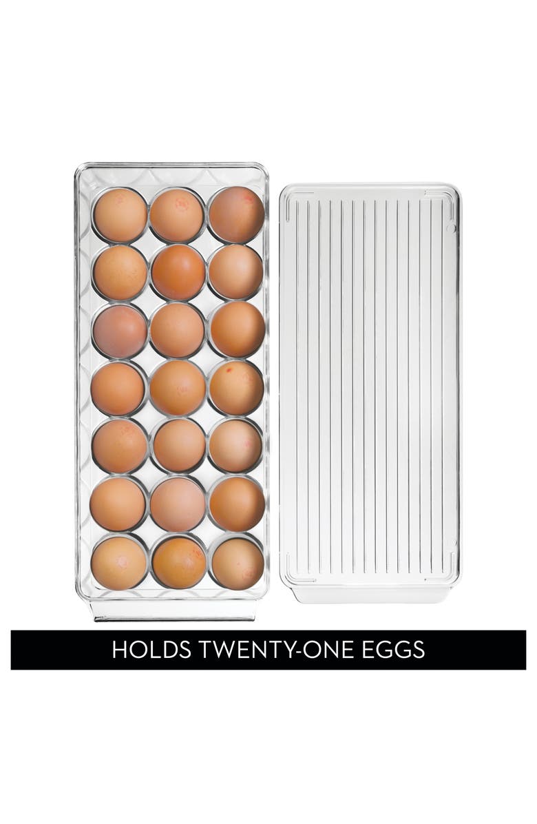 iDesign Plastic Egg Holder - Holds 21 Eggs - Set of 2 - Clear - Made in USA, Alternate, color, Clear