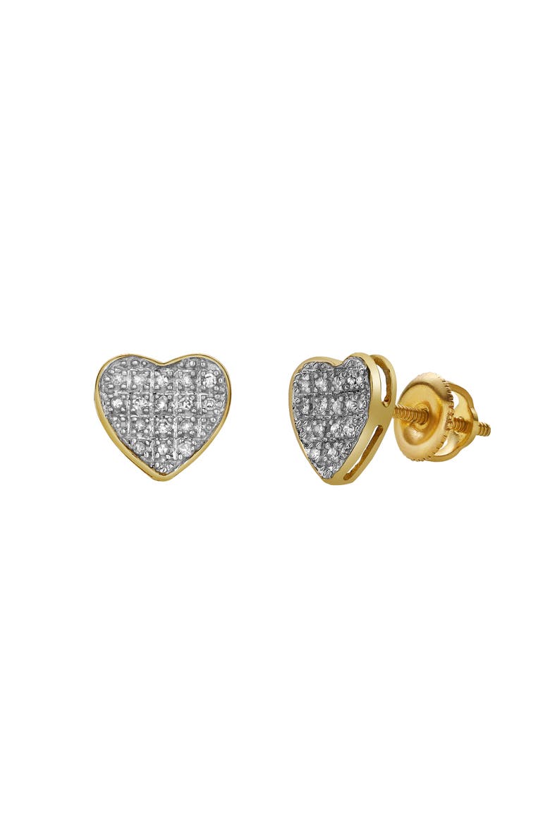 Beat 10K Yellow Gold Cluster Diamond Unisex Earrings - 0.09 Cts, Main, color, 10K Yellow Gold