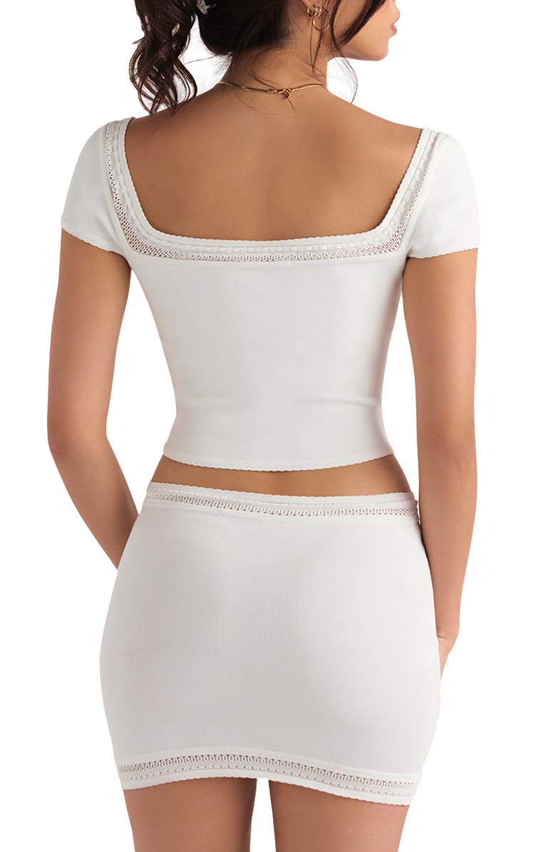 HOUSE OF CB Sarelle Knit Miniskirt, Alternate, color, Ivory