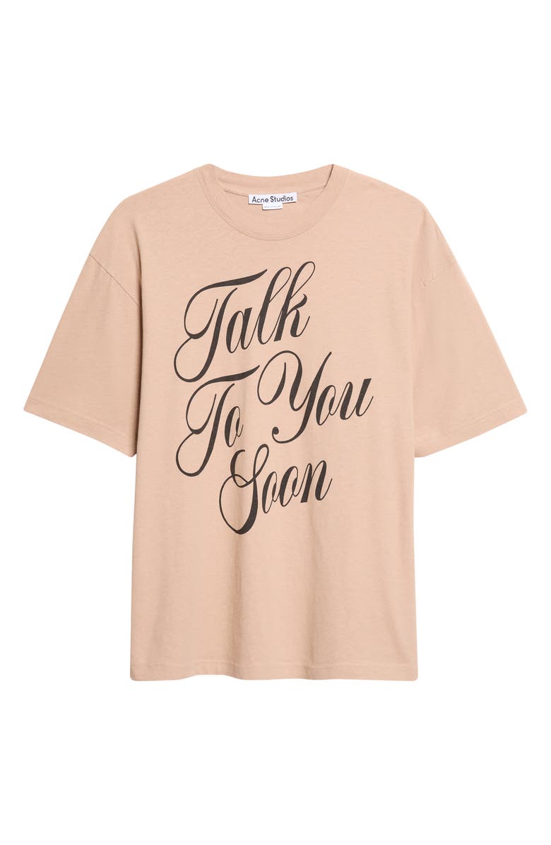 Acne Studios Exford U Talk To You Soon Cotton & Hemp Graphic T-Shirt, Main, color, Beige