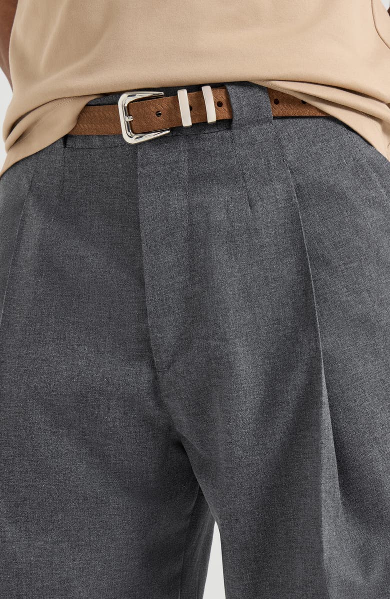 Brunello Cucinelli Virgin wool, cotton and silk mouliné trousers with pleat, Alternate, color, Anthracite