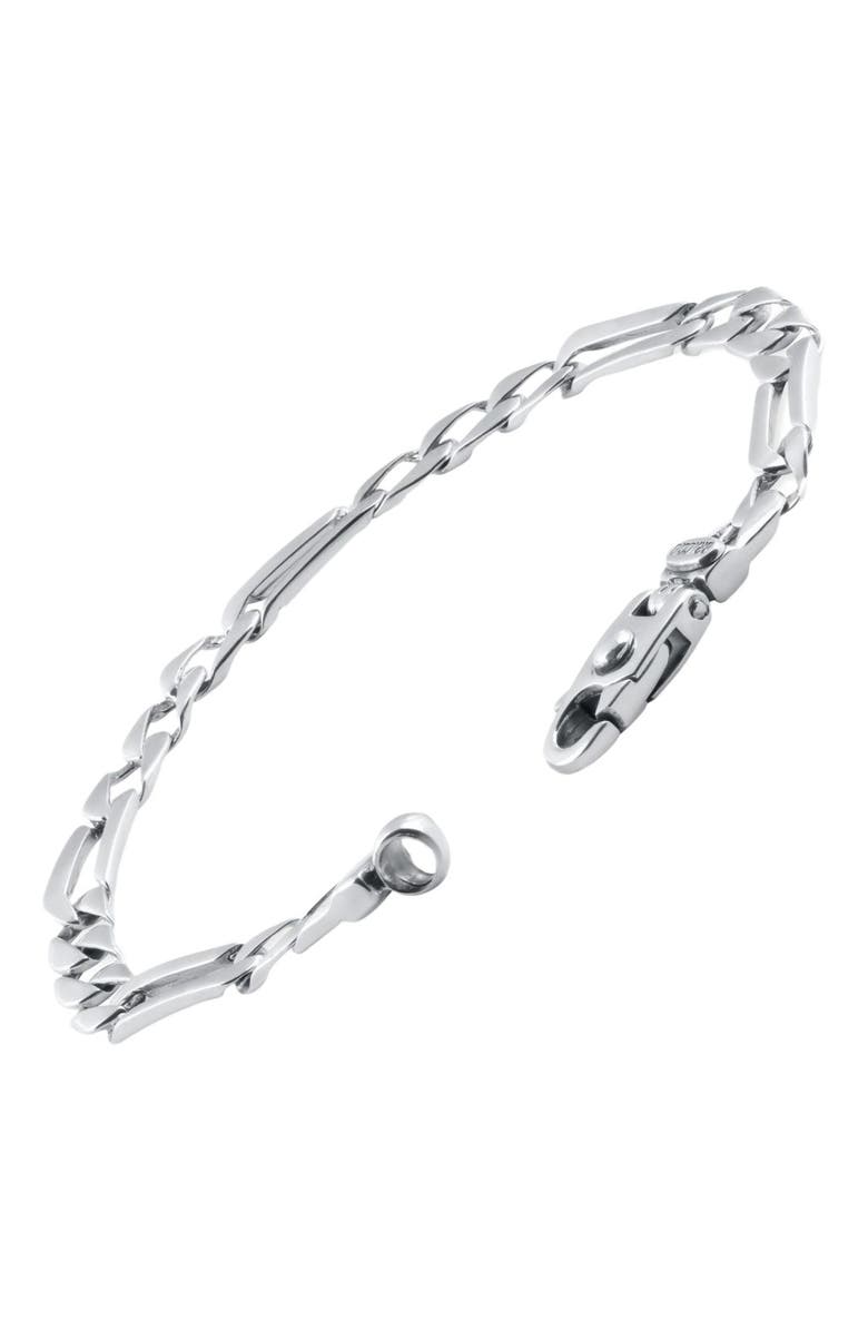 Bliss Diamond Men's Figaro Link Heavy Platinum 31.6 Grams 6.5mm Bracelet 8.5", Alternate, color, 