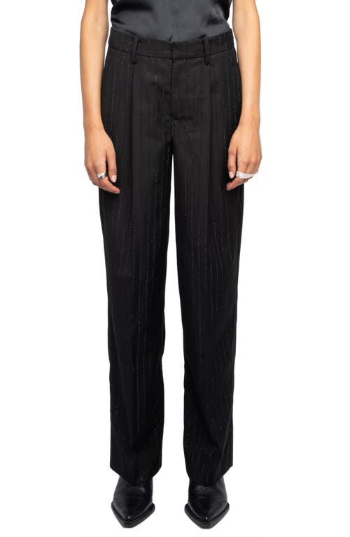 Zadig & Voltaire Crystal Stripe Straight Leg Pants In Black