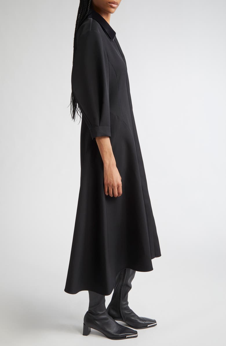 Jil Sander Wool Twill Midi Shirtdress, Alternate, color, Black