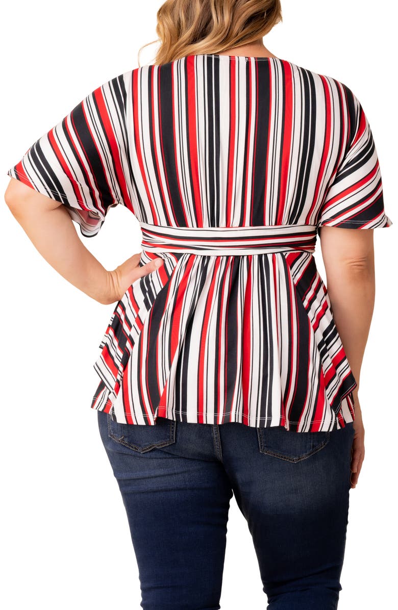 Kiyonna Boulevard Stripe Knit Top, Alternate, color, Red White & Black