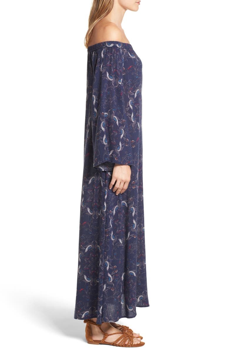 Hinge Print Off the Shoulder Maxi Dress, Alternate, color, 