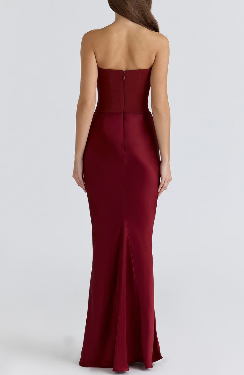 HOUSE OF CB Persephone Strapless Corset Gown, Alternate, color, Wine