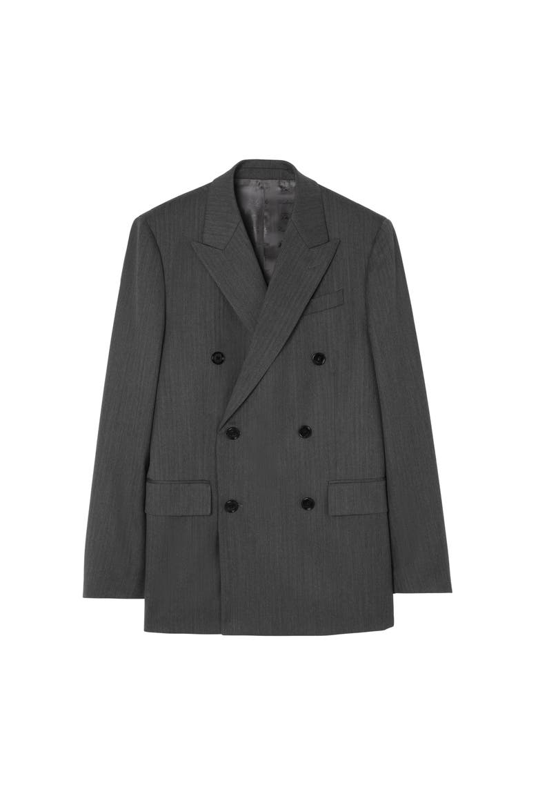 Herringbone Wool Tailored Jacket, Main, color, Light iron grey/black
