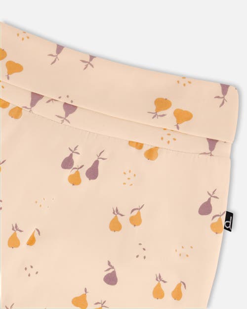 Deux Par Deux Baby Girl's Organic Cotton Evolutive Pant Peach Printed Pears In Peach With Pears Print