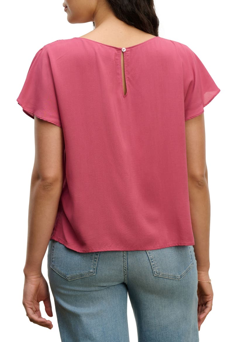 Smocked Shoulder Rayon Top, Alternate, color, GARNET PNK