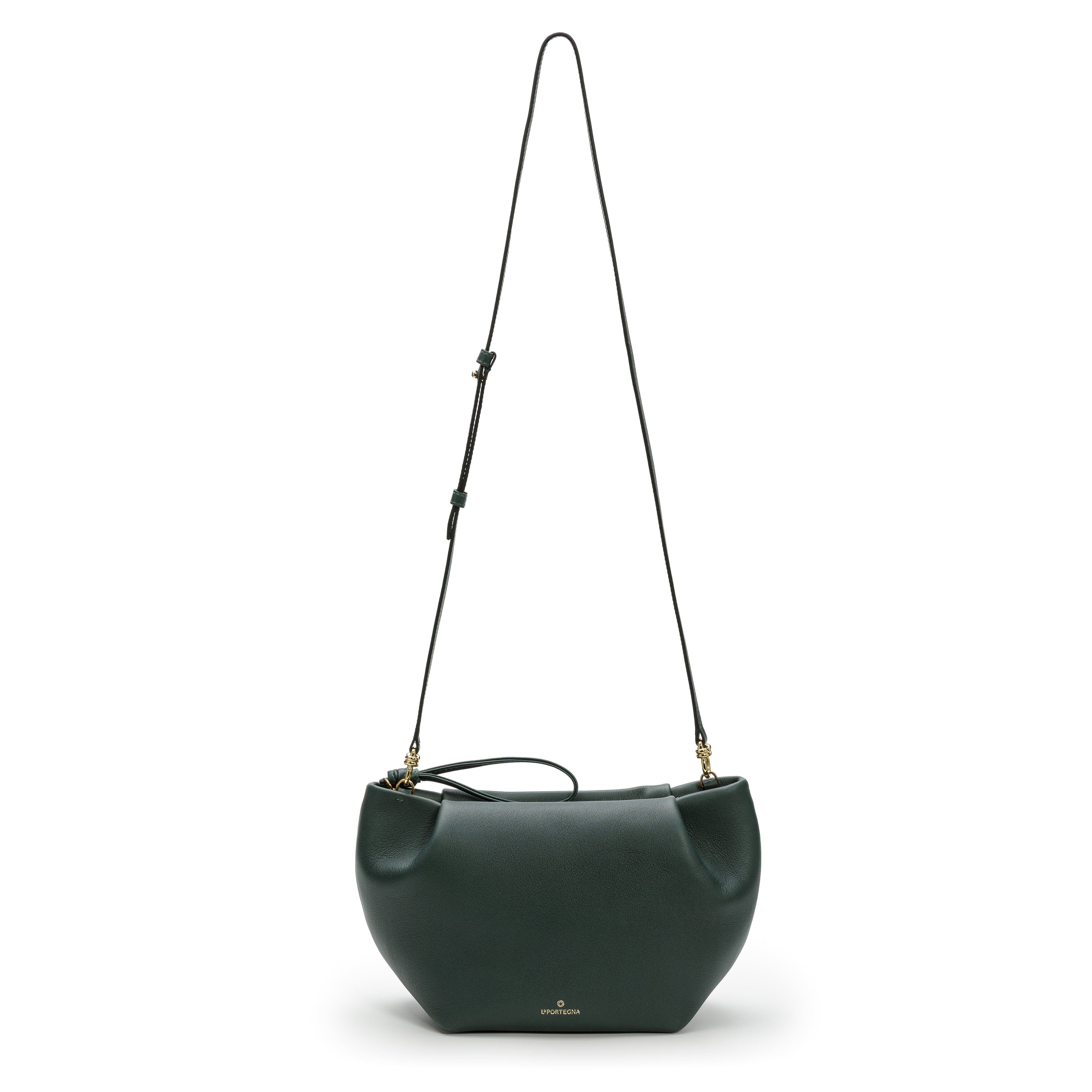 Marta Leather Clutch Bag With Shoulder Strap, Alternate, color, Forest