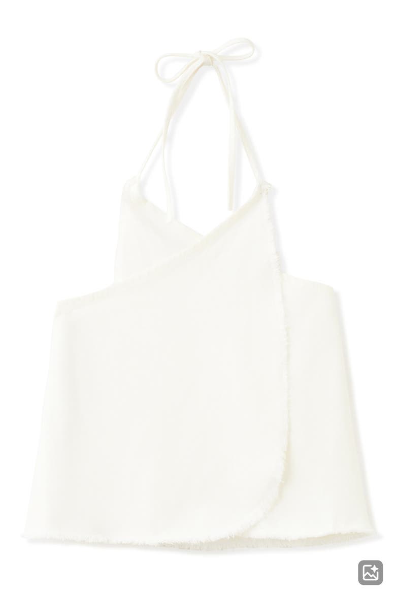 Frayed Double Breasted Cotton Shell, Alternate, color, OFF WHITE
