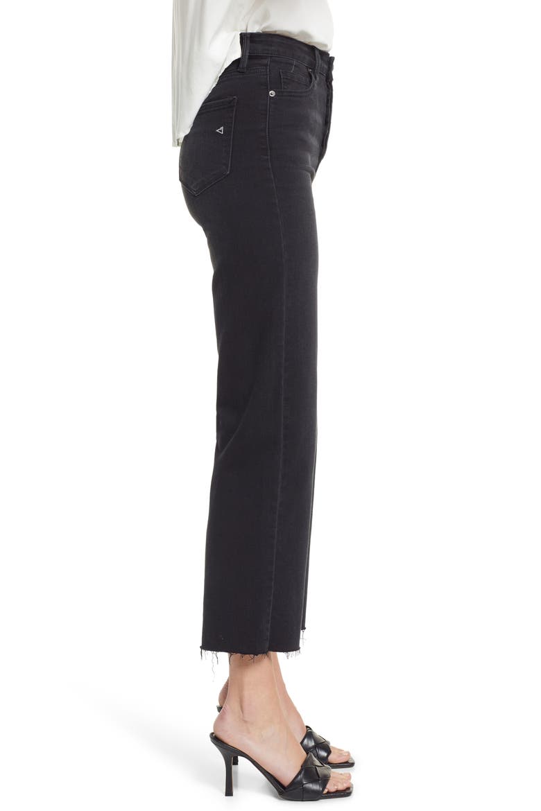 Raw Hem Ankle Straight Leg Jeans, Alternate, color, BLACK