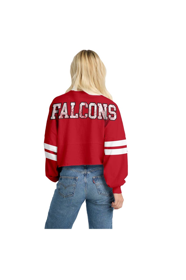 Women's Spirit Jersey  Red Atlanta Falcons Oversized Cropped Stripe Long Sleeve T-Shirt, Alternate, color, Red