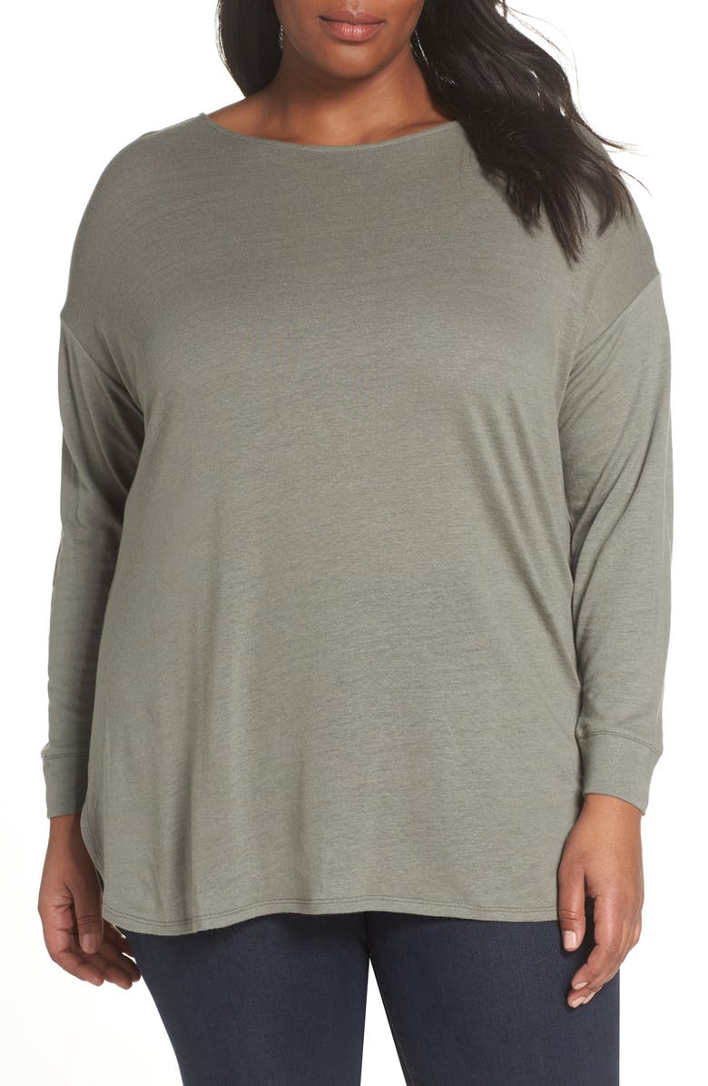 NIC+ZOE Fresh Air Ruffle Top, Main, color, Moss