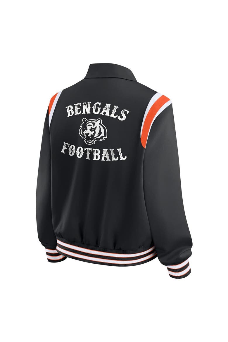 Women's WEAR by Erin Andrews Black Cincinnati Bengals Varsity Lightweight Full-Snap Jacket, Alternate, color, Black