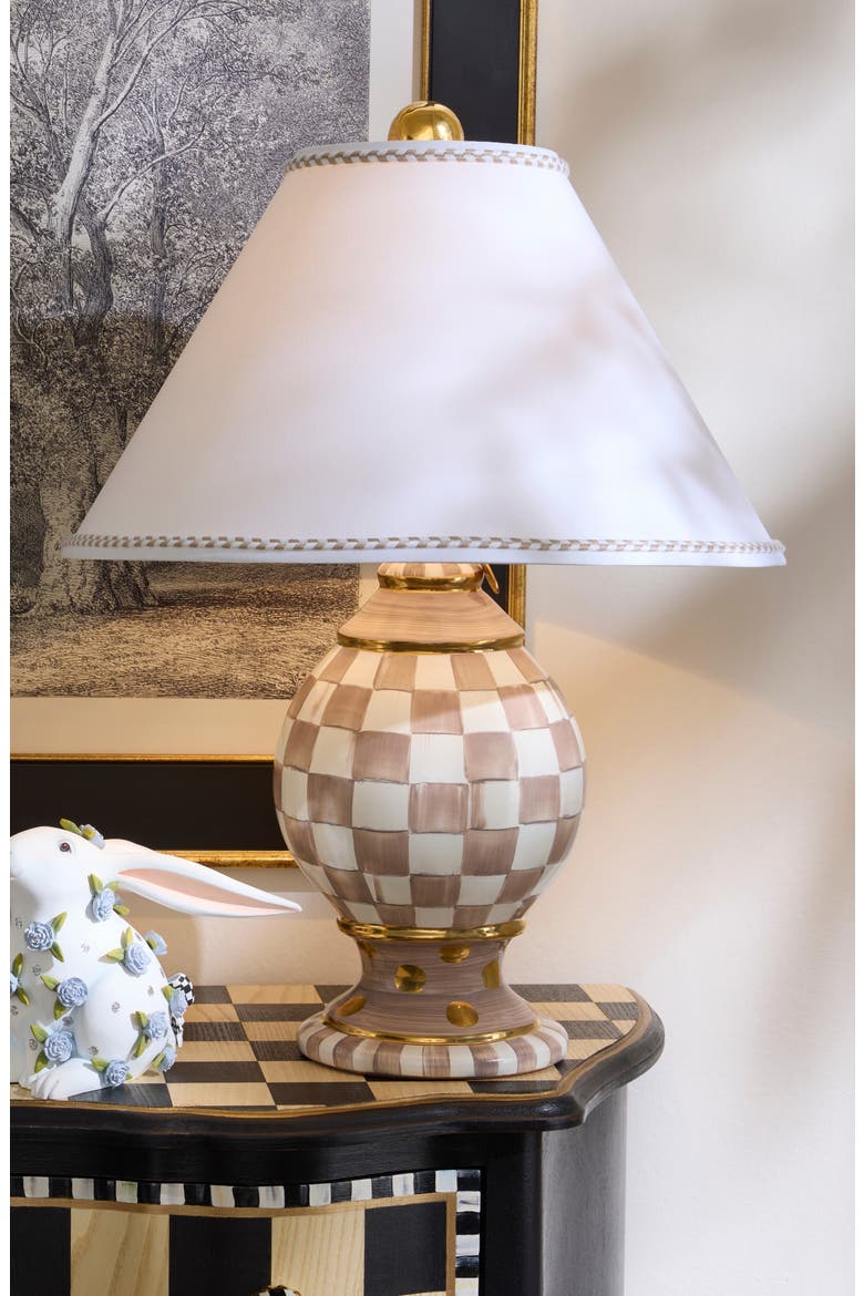Mocha Check Globe Lamp, Alternate, color, MOCHA