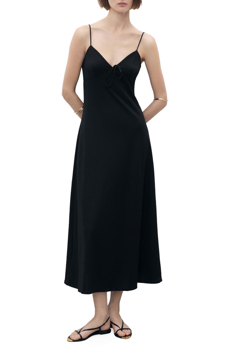MANGO Bow Midi Dress, Main, color, Black