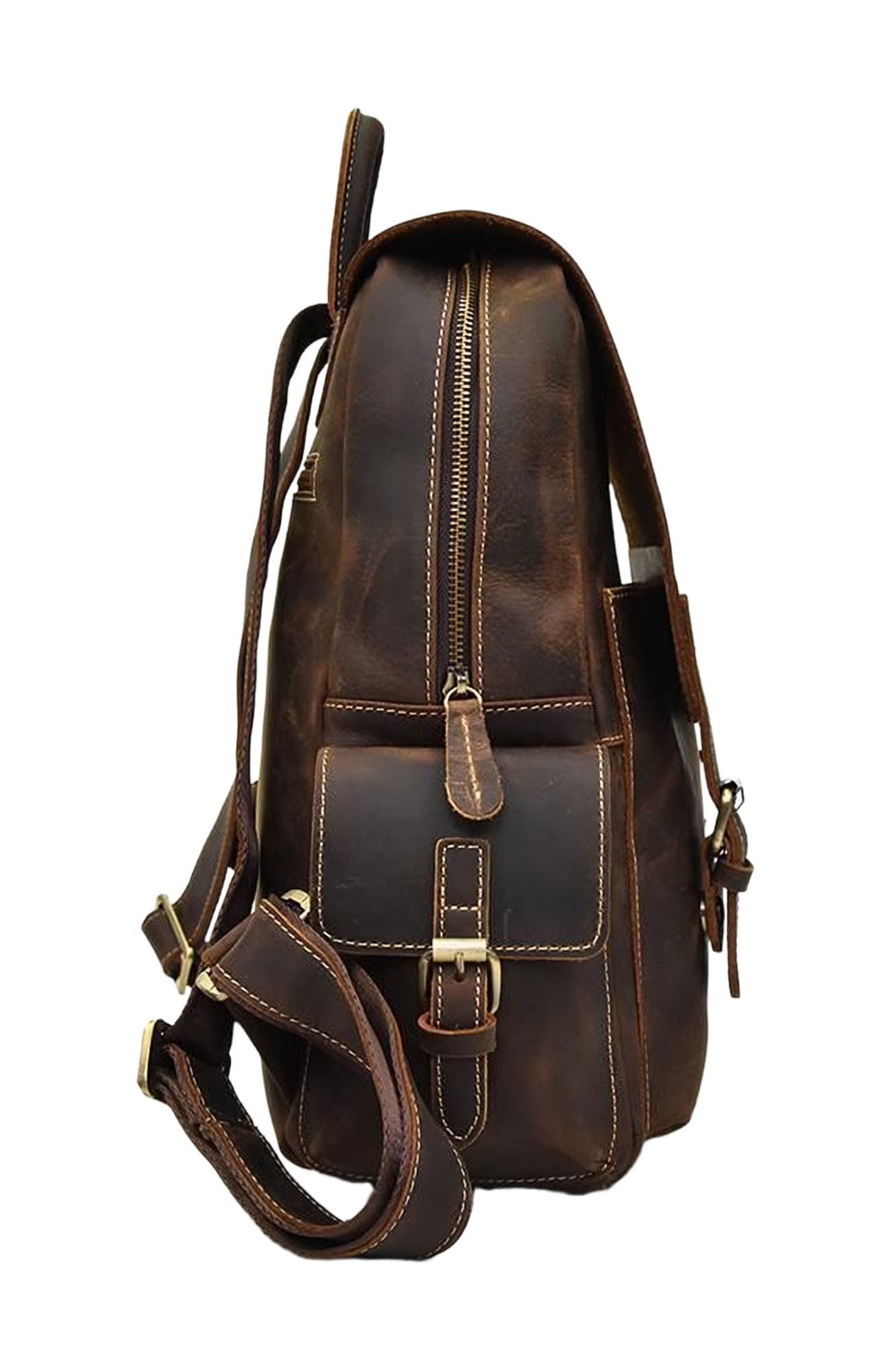 STEEL HORSE LEATHER The Freja Backpack | Handcrafted Leather Backpack, Alternate, color, Dark Brown