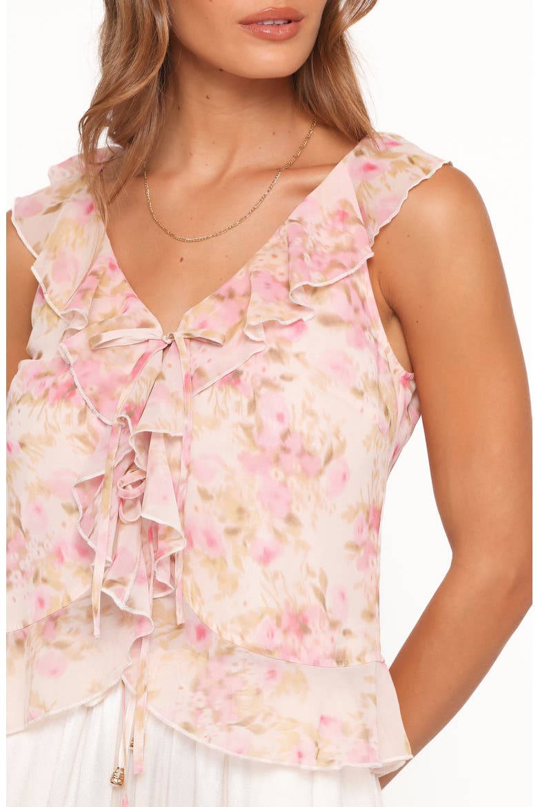 Ismena Tie Front Top, Alternate, color, BLURRED PINK FLORAL