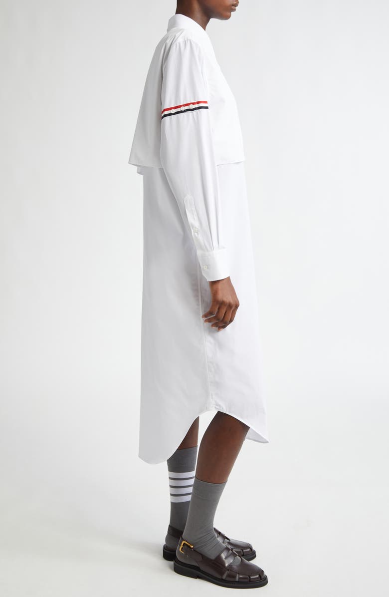 Thom Browne Easy Fit Long Sleeve Cotton Poplin Shirtdress, Alternate, color,
