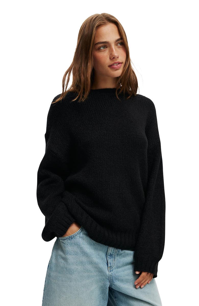 Cotton On Women's Luxe Crew Sweater, Main, color, Black