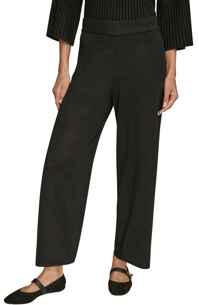 Donna Karan New York Ankle Wide Leg Sweater Pants, Main, color, Black