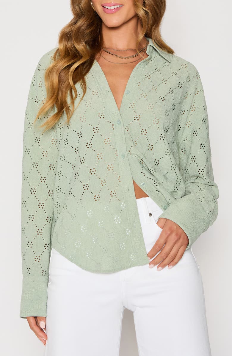 VICI Collection Amber Eyelet Crepe Button-Up Shirt, Alternate, color, 