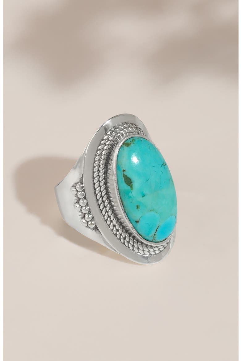 Turquoise Silver Plated Statement Ring, Alternate, color, BLUE