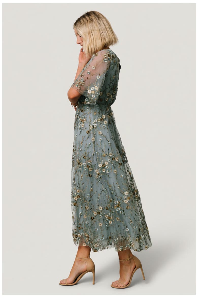 Arabella Embroidered Tulle Maxi Dress, Alternate, color, Dusty Blue Floral