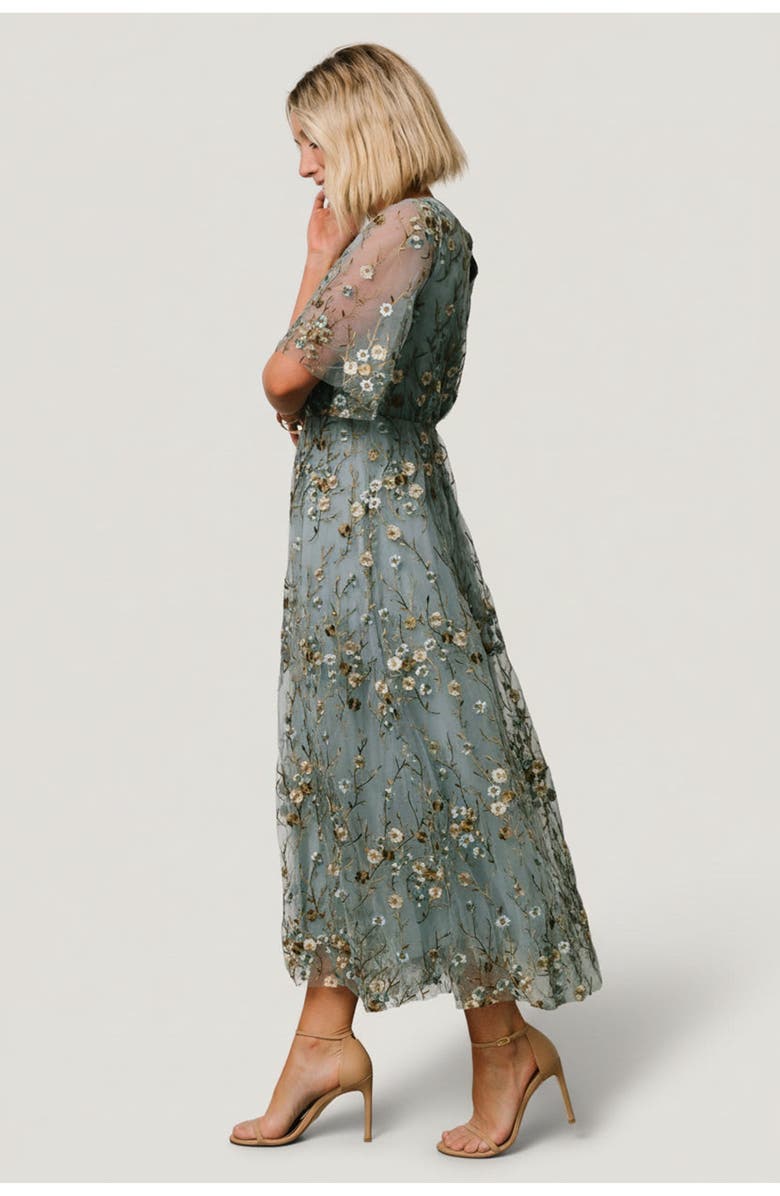 Baltic Børn Arabella Embroidered Tulle Maxi Dress, Alternate, color, Dusty Blue Floral