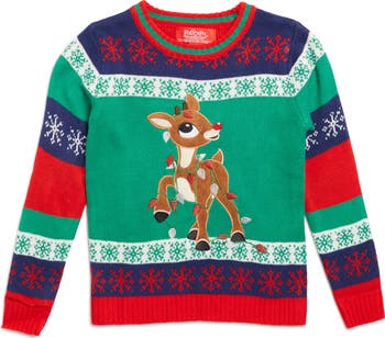 Kids' Light the Way Rudolph Holiday Christmas Sweater