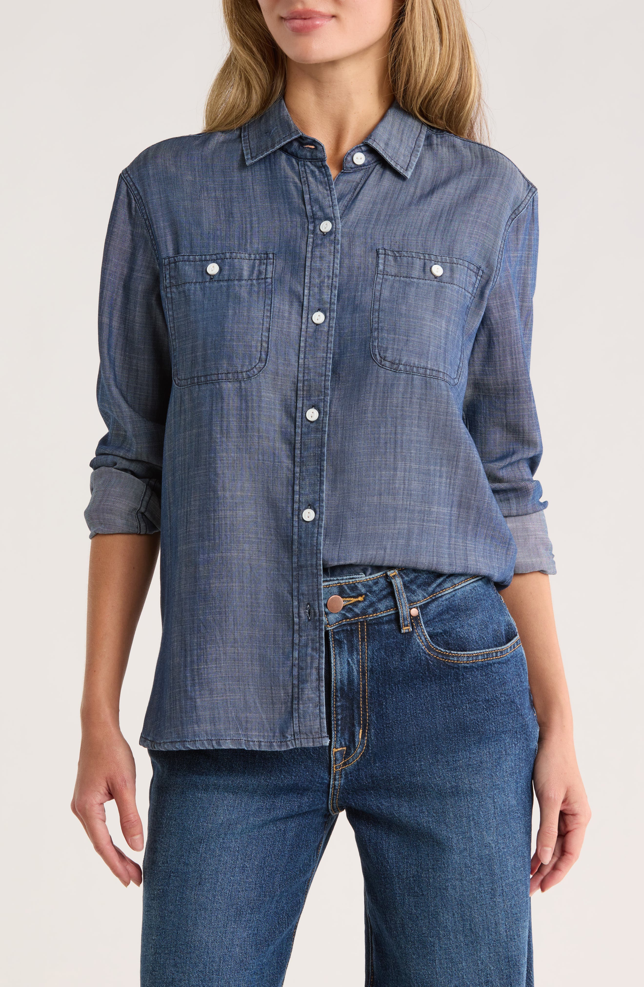 Tailor Vintage Loose Fit Denim Button-Up Shirt