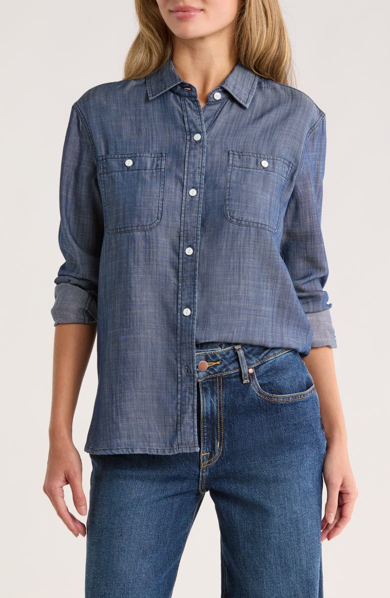 Tailor Vintage Loose Fit Denim Button-Up Shirt, Main, color, Dark Wash